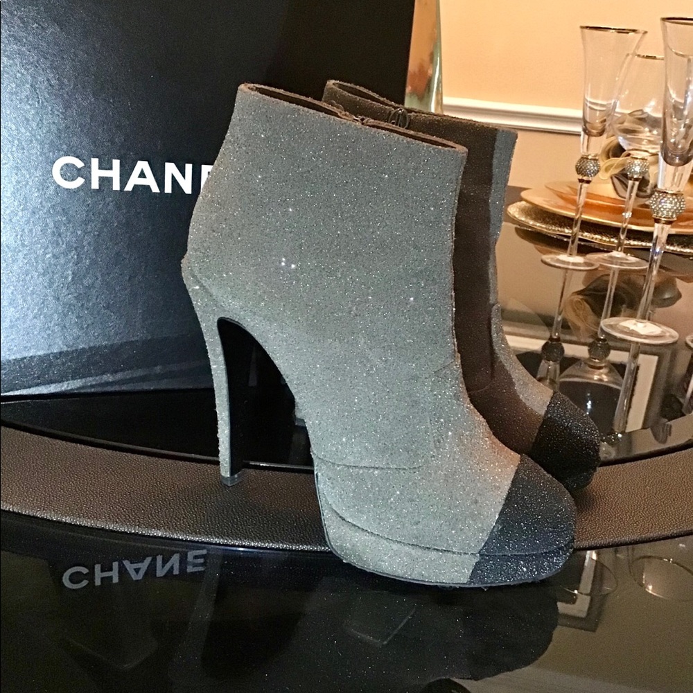 Chanel Glitter Suede Runway Booties - Picture 3 of 11